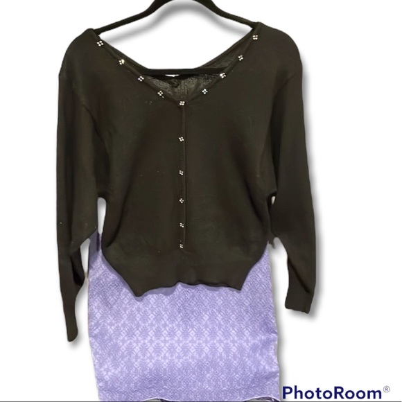 Black Sequin Sweater Size M - Picture 3 of 5